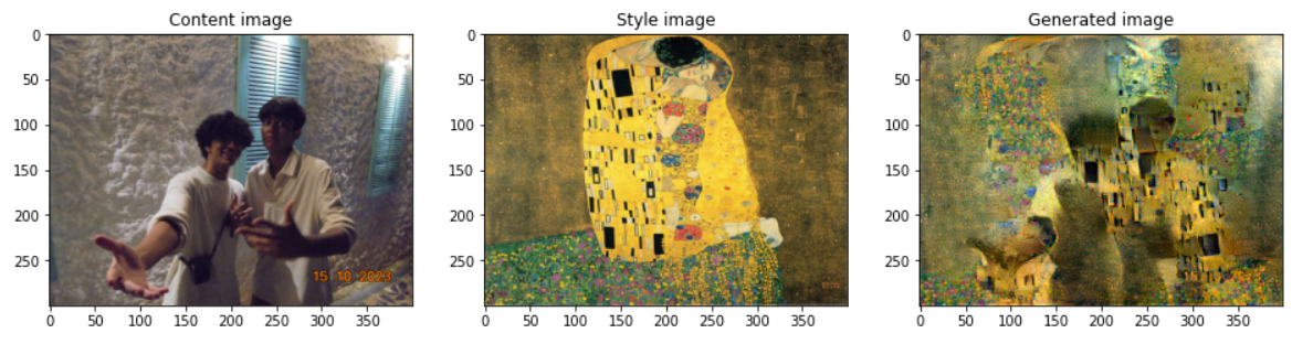 Photo of two people blended with the gold textures of Klimt's The Kiss